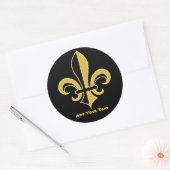 Black and Gold Fleur de lis Ronde Sticker (Envelop)