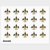 Black and Gold Fleur de Lis Ronde Sticker (Vel)