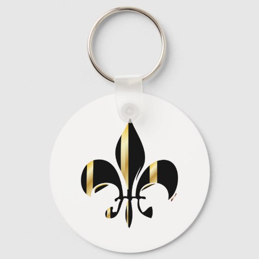 Black and Gold Fleur de Lis Sleutelhanger (Voorkant)