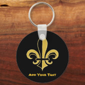 Black and Gold Fleur de lis Sleutelhanger (Voorkant)