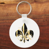 Black and Gold Fleur de Lis Sleutelhanger (Voorkant)