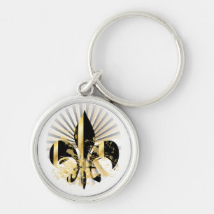 Black and Gold Fleur de Lis Sleutelhanger
