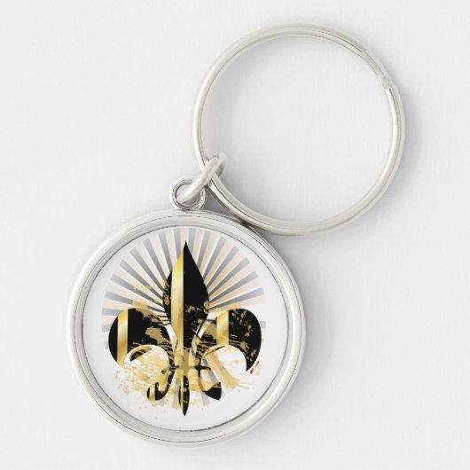 Black and Gold Fleur de Lis Sleutelhanger (Voorkant)