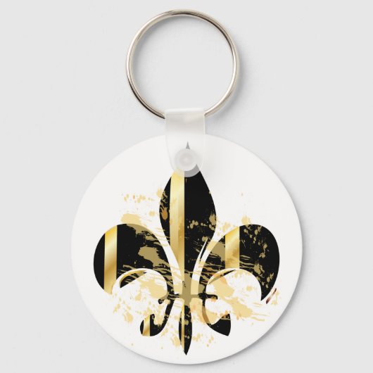 Black and Gold Fleur de Lis Sleutelhanger (Voorkant)