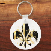 Black and Gold Fleur de Lis Sleutelhanger (Voorkant)