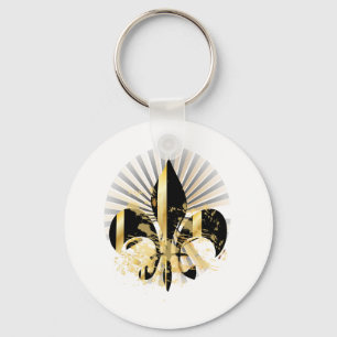 Black and Gold Fleur de Lis Sleutelhanger