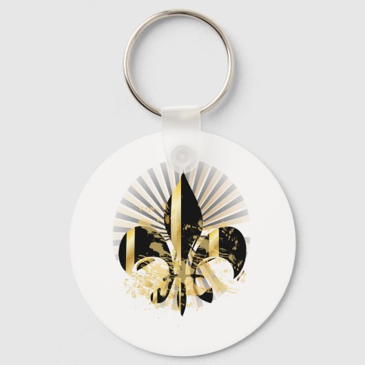 Black and Gold Fleur de Lis Sleutelhanger (Voorkant)