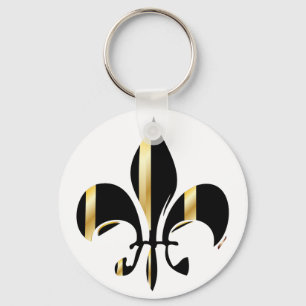 Black and Gold Fleur de Lis Sleutelhanger