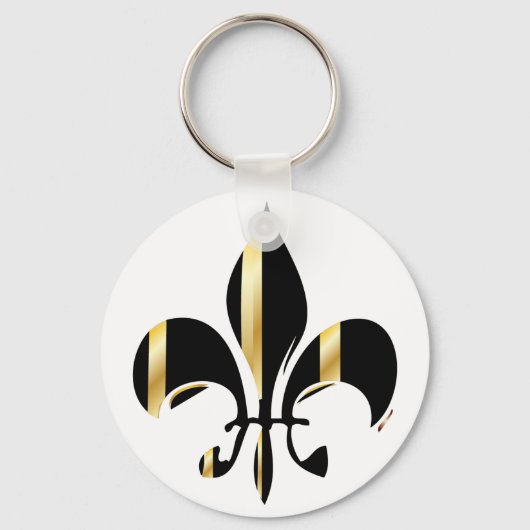 Black and Gold Fleur de Lis Sleutelhanger (Voorkant)