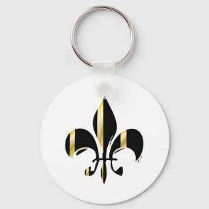 Black and Gold Fleur de Lis Sleutelhanger