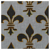 Black and Gold Fleur-de-lis Stof (Close Up)