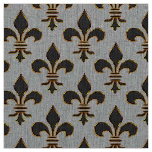 Black and Gold Fleur-de-lis Stof (Swatch)