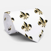 Black and Gold Fleur de Lis Stropdas (Opgerold)