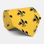 Black and Gold Fleur de Lis Stropdas (Opgerold)