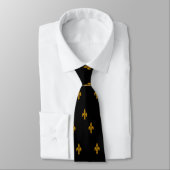 Black and Gold Fleur De Lis Stropdas (Gebonden)