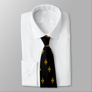 Black and Gold Fleur De Lis Stropdas