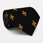 Black and Gold Fleur De Lis Stropdas (Opgerold)
