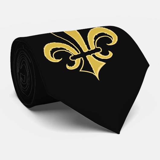 Black and Gold Fleur de lis Stropdas (Opgerold)