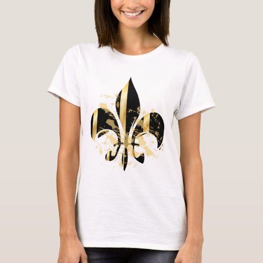 Black and Gold Fleur de Lis T-shirt (Voorkant)