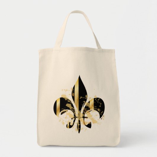Black and Gold Fleur de Lis Tote Bag (Voorkant)