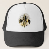Black and Gold Fleur de Lis Trucker Pet (Voorkant)