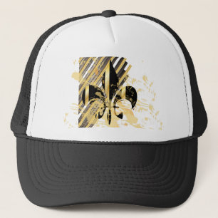 Black and Gold Fleur de Lis Trucker Pet