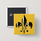 Black and Gold Fleur de Lis Vierkante Button 5,1 Cm (Voorkant /achterkant)