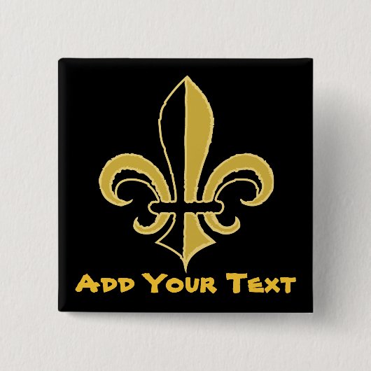Black and Gold Fleur de lis Vierkante Button 5,1 Cm (Voorkant)