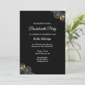 Black and Gold Floral Bachelorette Party Kaart (Staand voorkant)