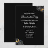 Black and Gold Floral Bachelorette Party Kaart (Voorkant / Achterkant)