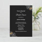 Black and Gold Floral Bridal Shower Kaart (Staand voorkant)