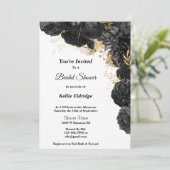 Black and Gold Floral Bridal Shower Kaart (Staand voorkant)