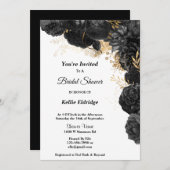 Black and Gold Floral Bridal Shower Kaart (Voorkant / Achterkant)