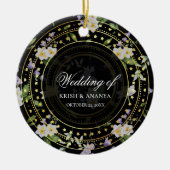 Black and Gold Floral, bruiloft Keramisch Ornament (Voorkant)