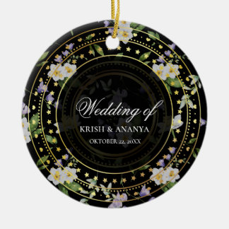 Black and Gold Floral, bruiloft Keramisch Ornament