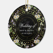 Black and Gold Floral, bruiloft Keramisch Ornament (Links)