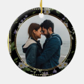 Black and Gold Floral, bruiloft Keramisch Ornament (Achterkant)