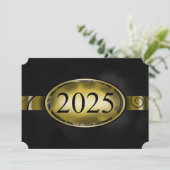 Black and Gold Floral Button 2025 Afstudeerfeest Kaart (Staand voorkant)