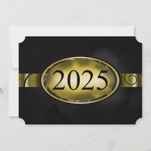 Black and Gold Floral Button 2025 Afstudeerfeest Kaart (Voorkant)