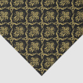Black and Gold Floral Damascus Lace Pattern Tissuepapier (Detail)