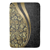 Black and Gold Floral DamasPatroon Badmat (Voorkant Verticaal)