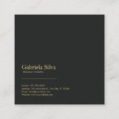 Black and Gold Floral Geometric Hydrangea Vierkante Visitekaartje (Achterkant)