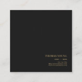 Black and Gold Floral Geometric Hydrangea Vierkante Visitekaartje (Achterkant)