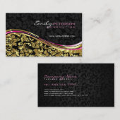 Black and Gold Floral Girly Damaskers Visitekaartje (Voorkant / Achterkant)