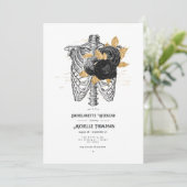 Black and Gold Floral Gothic Bachelorette Weekend Kaart (Staand voorkant)