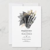 Black and Gold Floral Gothic Engagement Party Kaart (Voorkant)