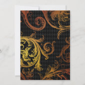 Black and Gold Floral Gothic Engagement Party Kaart (Achterkant)