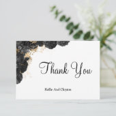 Black and Gold Floral - Hartelijk dank voor uw kaa (Staand voorkant)