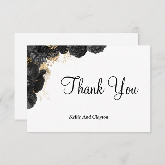 Black and Gold Floral - Hartelijk dank voor uw kaa (Voorkant / Achterkant)