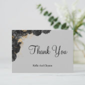 Black and Gold Floral - Hartelijk dank voor uw kaa (Staand voorkant)